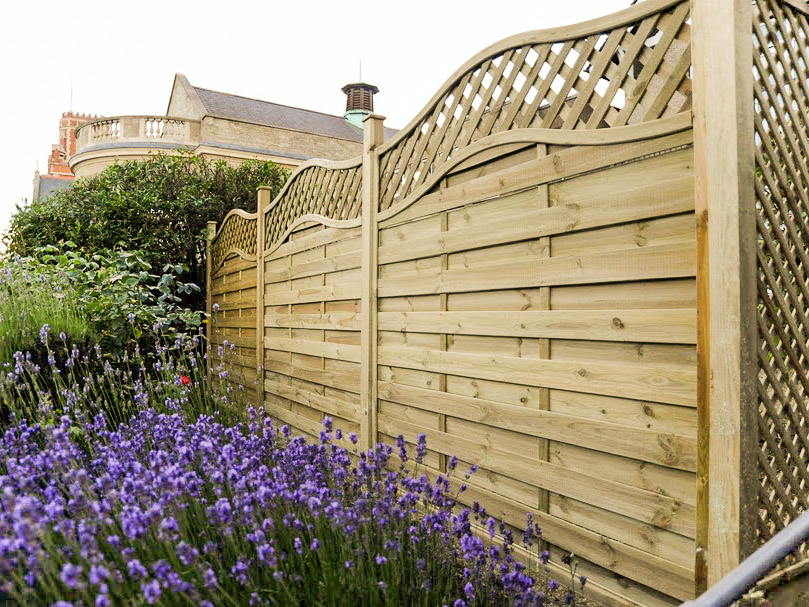 garden fence and lavender flowerbed